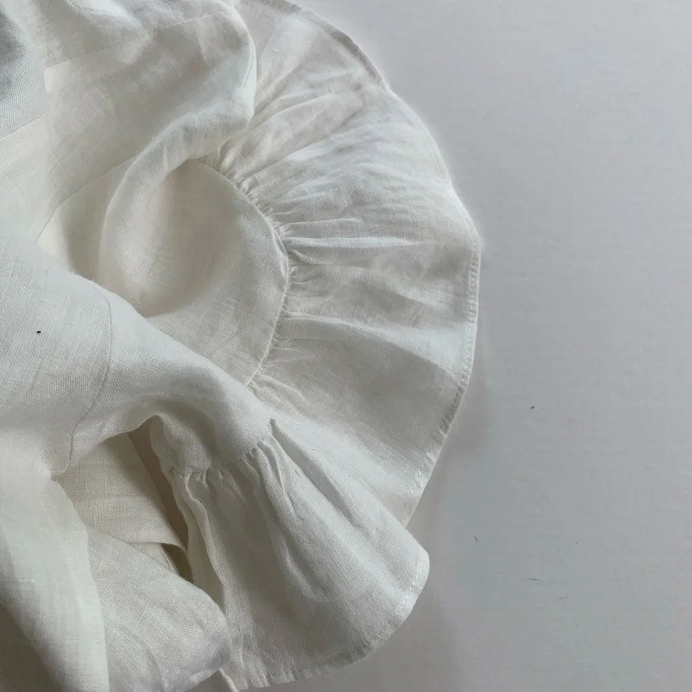 Linen Ruffle Wrap Dress - Picture 4 of 7